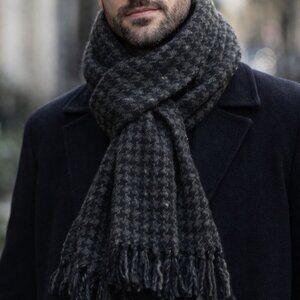 Studio Donegal Handcrafted Houndstooth Scarf 100% Wool Made in Ireland